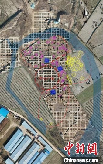 圖為位于甘肅省天水市張家川回族自治縣境內(nèi)的圪垯川遺址史家類型時(shí)期大型環(huán)壕聚落布局。(資料圖) 甘肅省文物局供圖