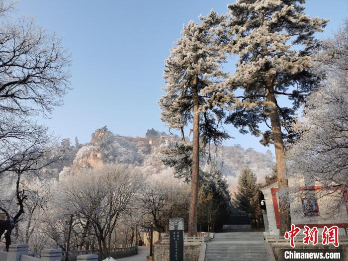 圖為崆峒山霧凇景色美不勝收。　徐振華 攝