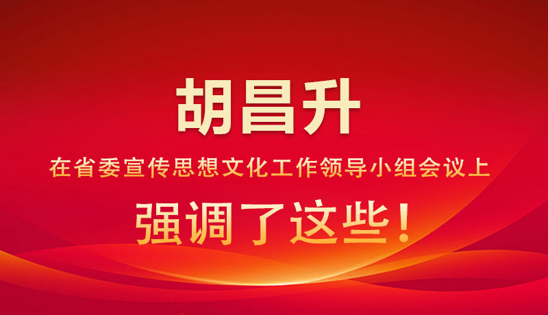 圖解|胡昌升在省委宣傳思想文化工作領(lǐng)導(dǎo)小組會議上強(qiáng)調(diào)了這些！